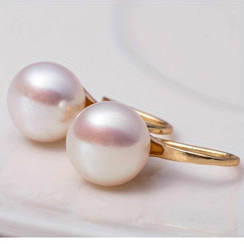 Faux Pearl Decor Stud Earrings, Minimalist Style