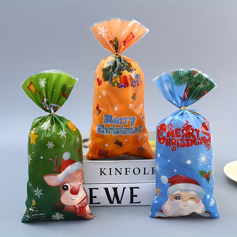 50 bolsas de celofán de Navidad, bolsas de regalo de celofán de Navidad,  bolsas de regalo transparentes para hornear dulces de Navidad, bolsas de  embalaje de galletas (estilo 3) WD.WDQZL Producto electrónico