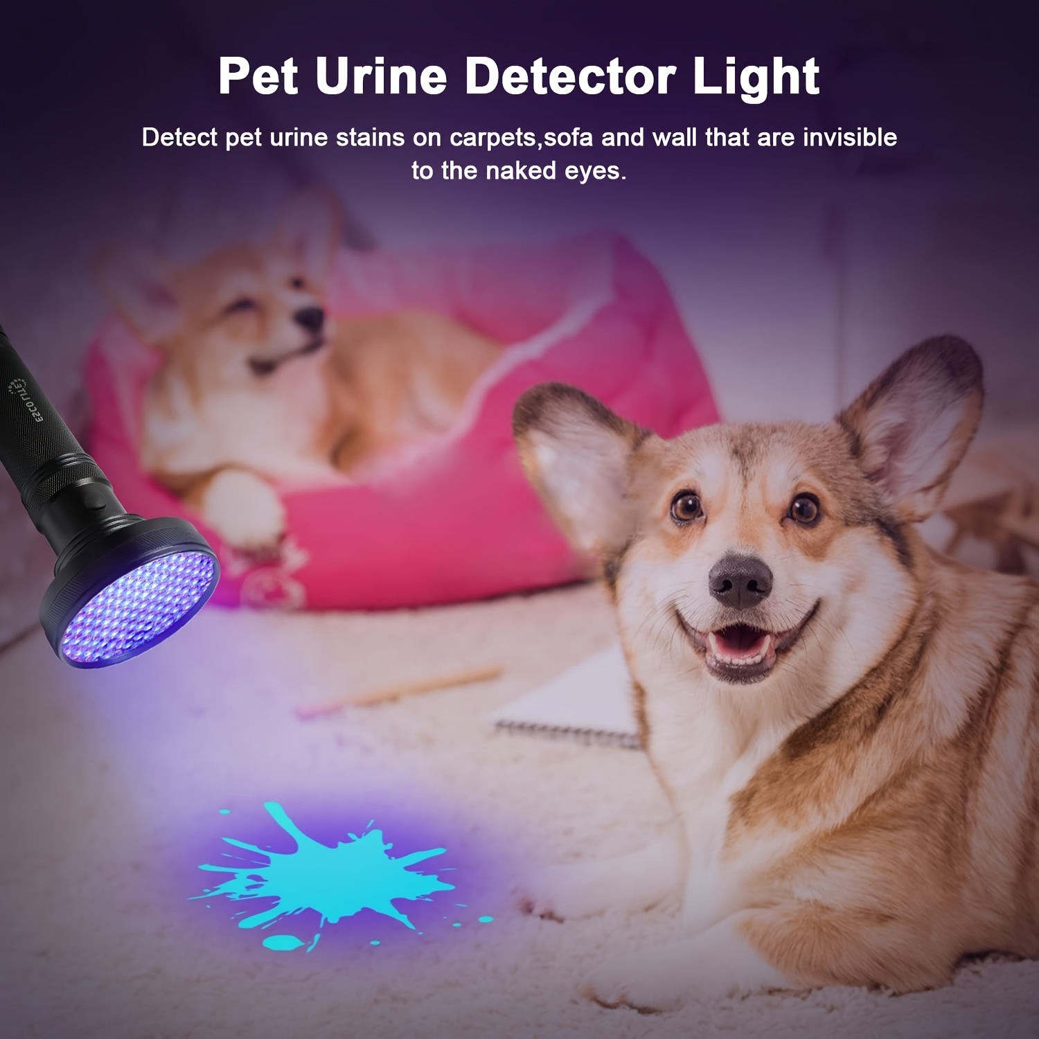 Stalwart Linterna UV – Luz negra con 51 LED ultravioleta y carcasa de  aluminio – Detector de orina de mascotas para manchas, chinches y  escorpiones