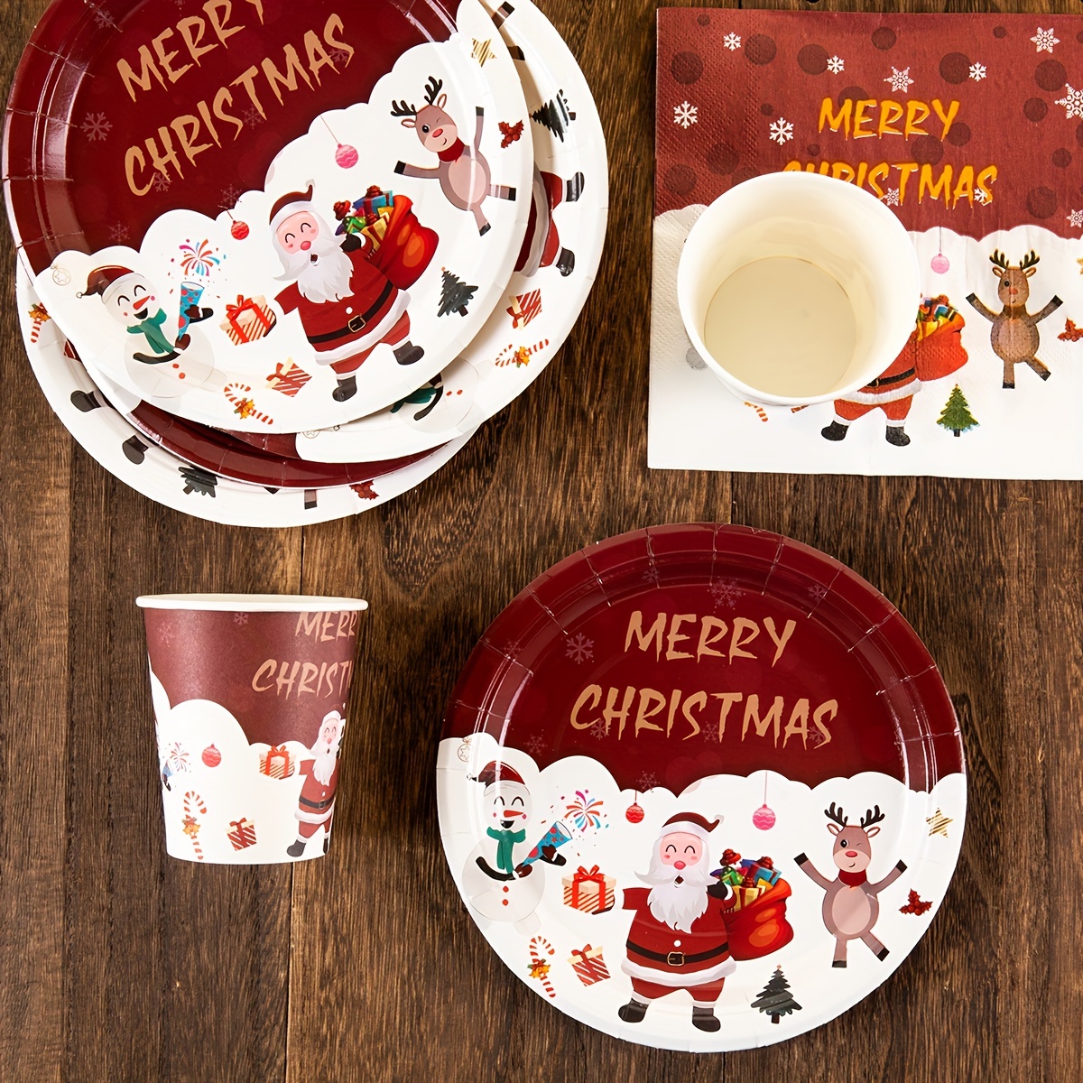 Christmas Party Decoration Supplies Disposable Paper Plate - Temu