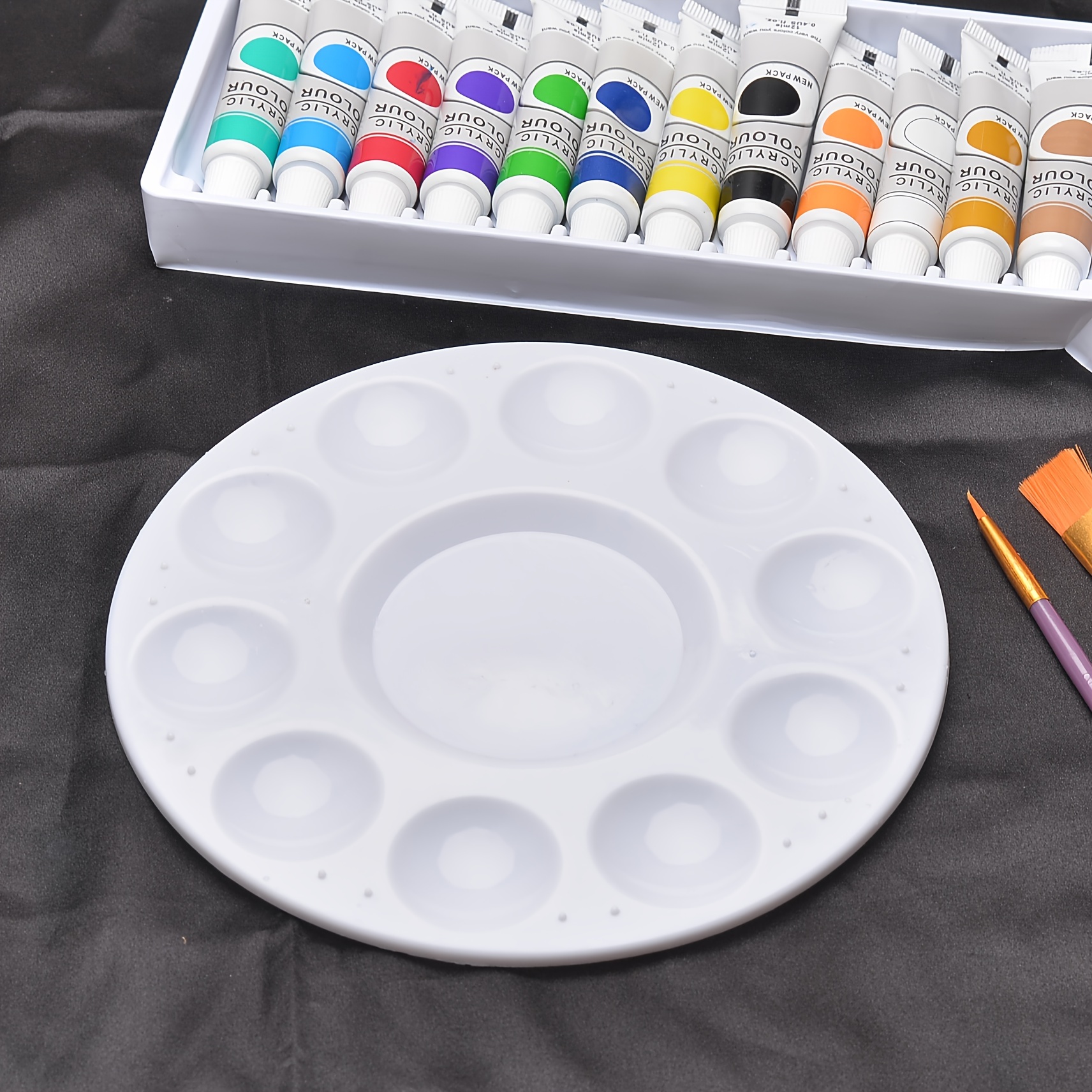Paint Tray Palettes White Round Plastic Paint Pallets For - Temu