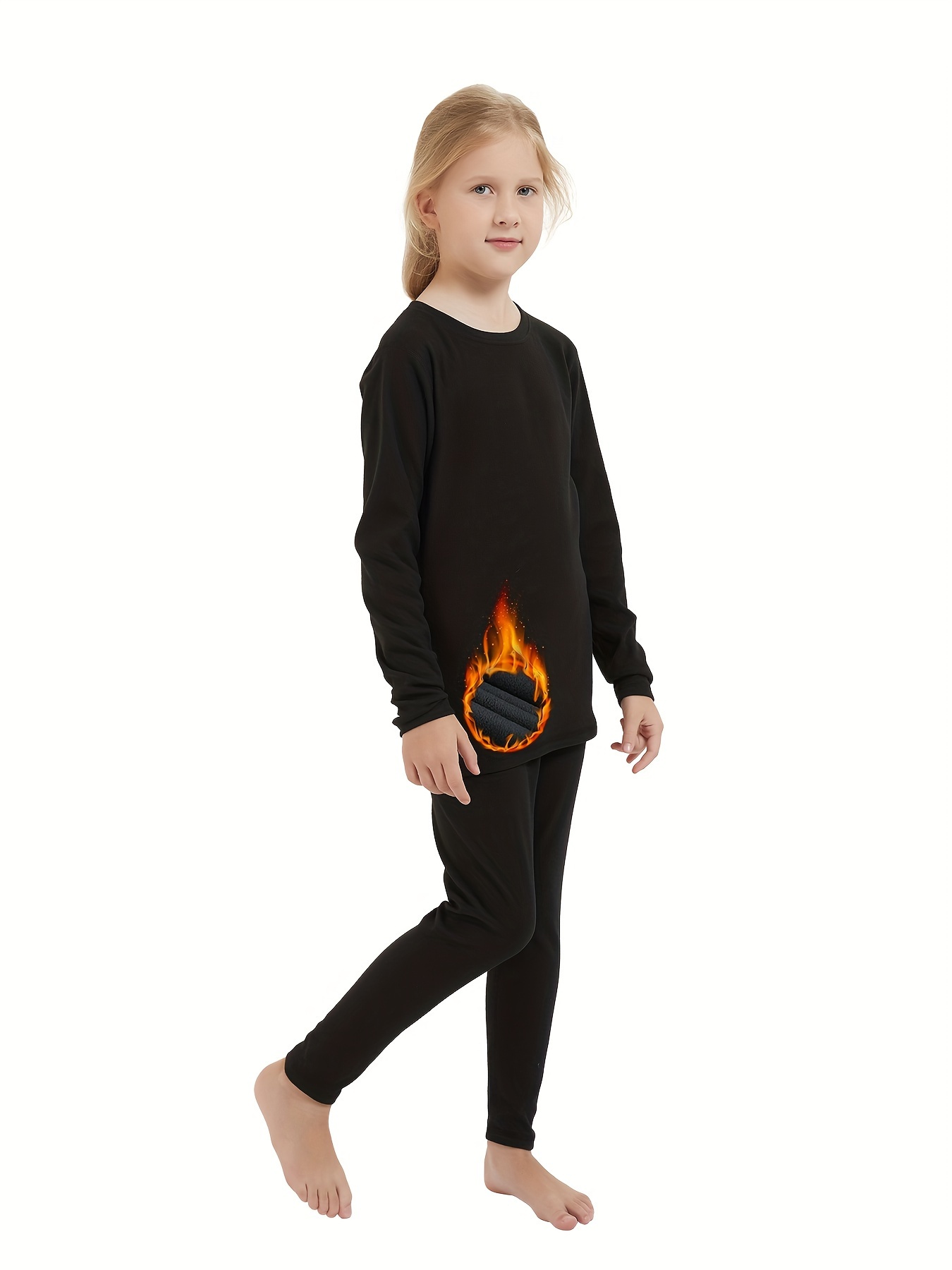 Warm sports tights - Black - Kids