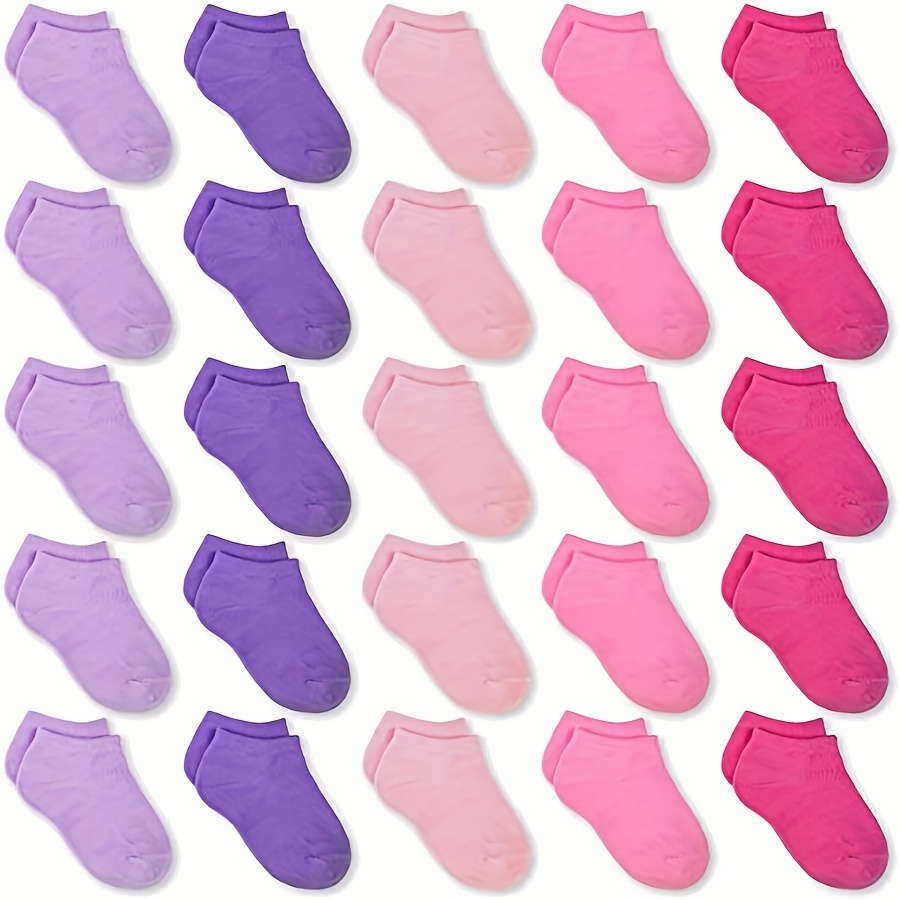 25 Pares Calcetines Tobillo Niños Color Liso Casual - Temu