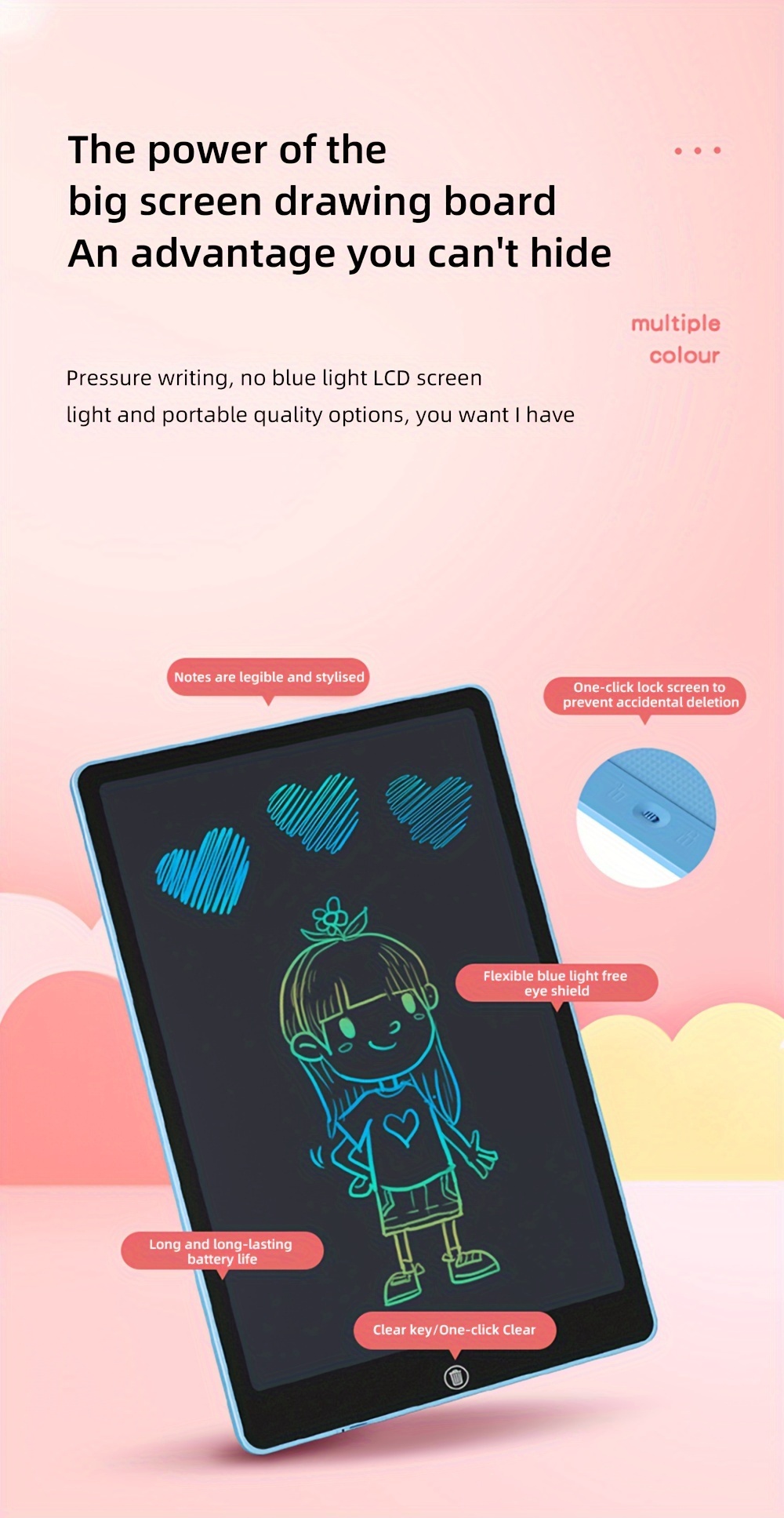 Toddler LCD Lavagna Luminosa Per Disegno A Mano, Impermeabile Con  Protezione Degli Occhi Per Disegni E