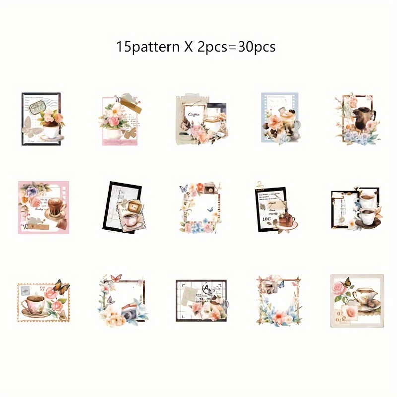 30 Coffee Stickers Hand Account Diy Decoration Scrapbook - Temu