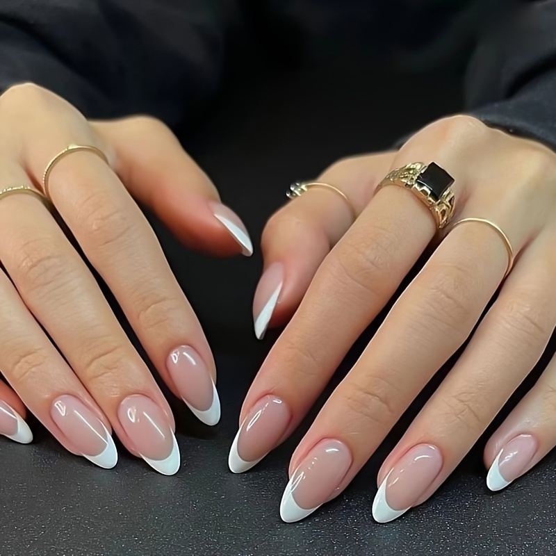 Milk White Press on Nails Almond KXAMELIE Fake Nails Medium Length Glue on Nails  Almond Shape Nails Stick on Solid Colored Shinny Like Perfect Gel Salon  Press ons for Daily Wear solid