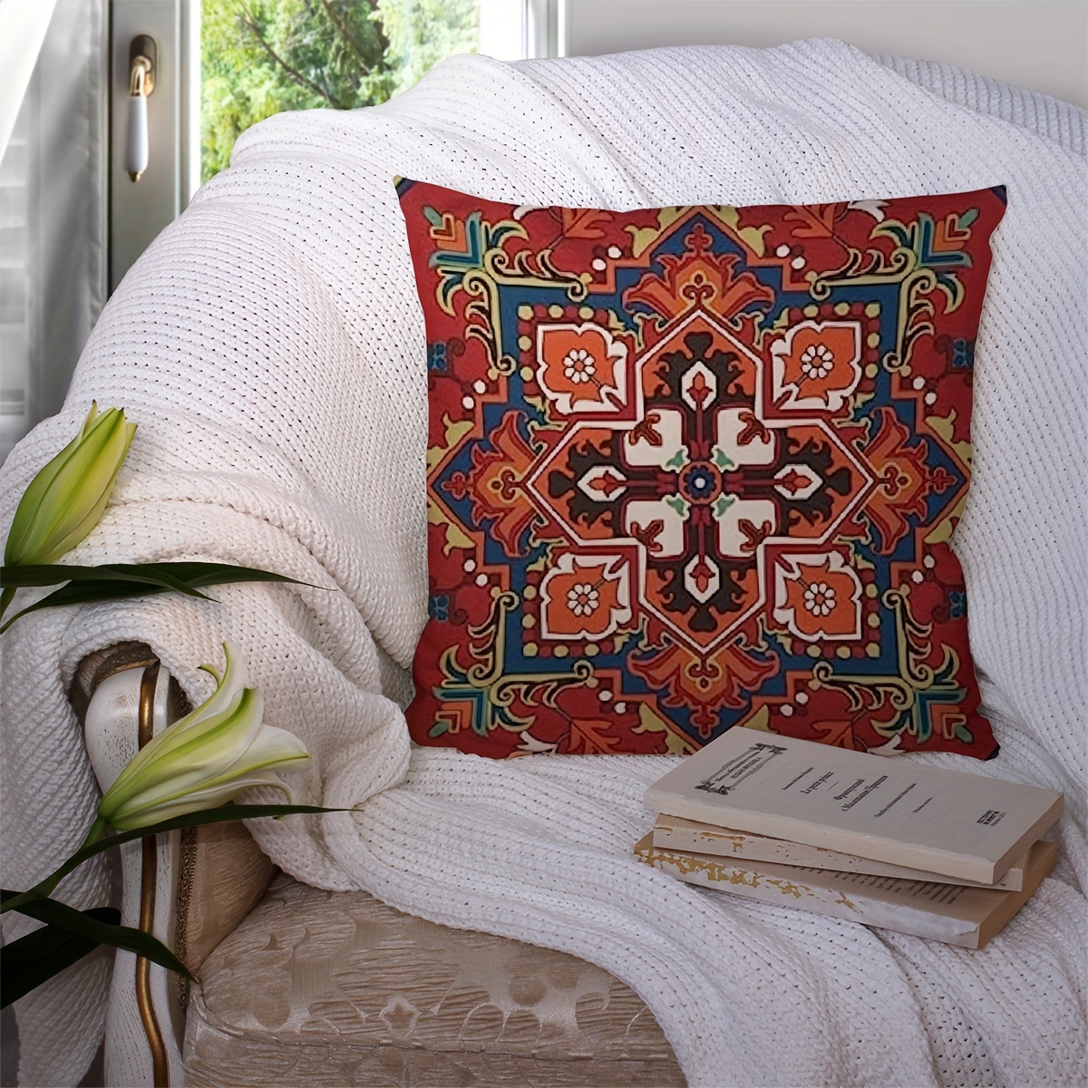 Floral Printed Throw Pillow Covers for Sofa Couch Bed 