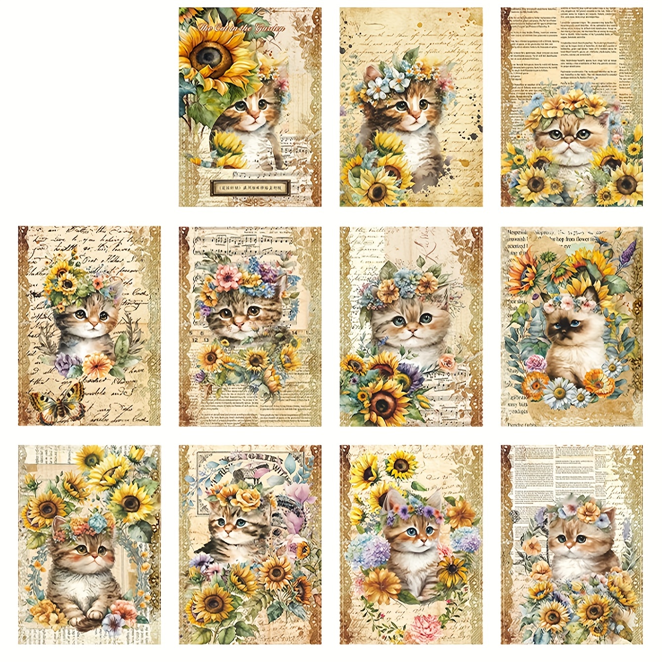 Lovely Cats Scrapbook Paper Vintage Non sticky Decorative - Temu