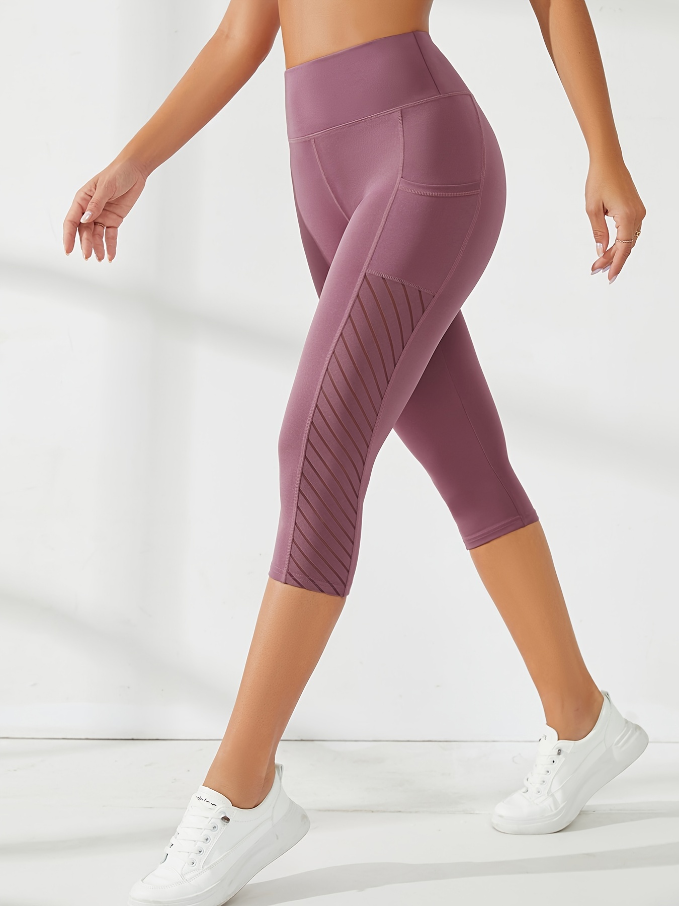 Easter Deals! Yoga Pants Workout Sets For Women Women'S Mesh Stitched  Capris Sports Yoga Stretch Pants Running High Waist Leggings 