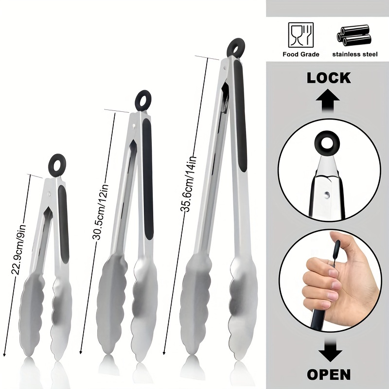 Stainless Steel Tongs Heavy Duty Metal Locking Tongs For Food Food