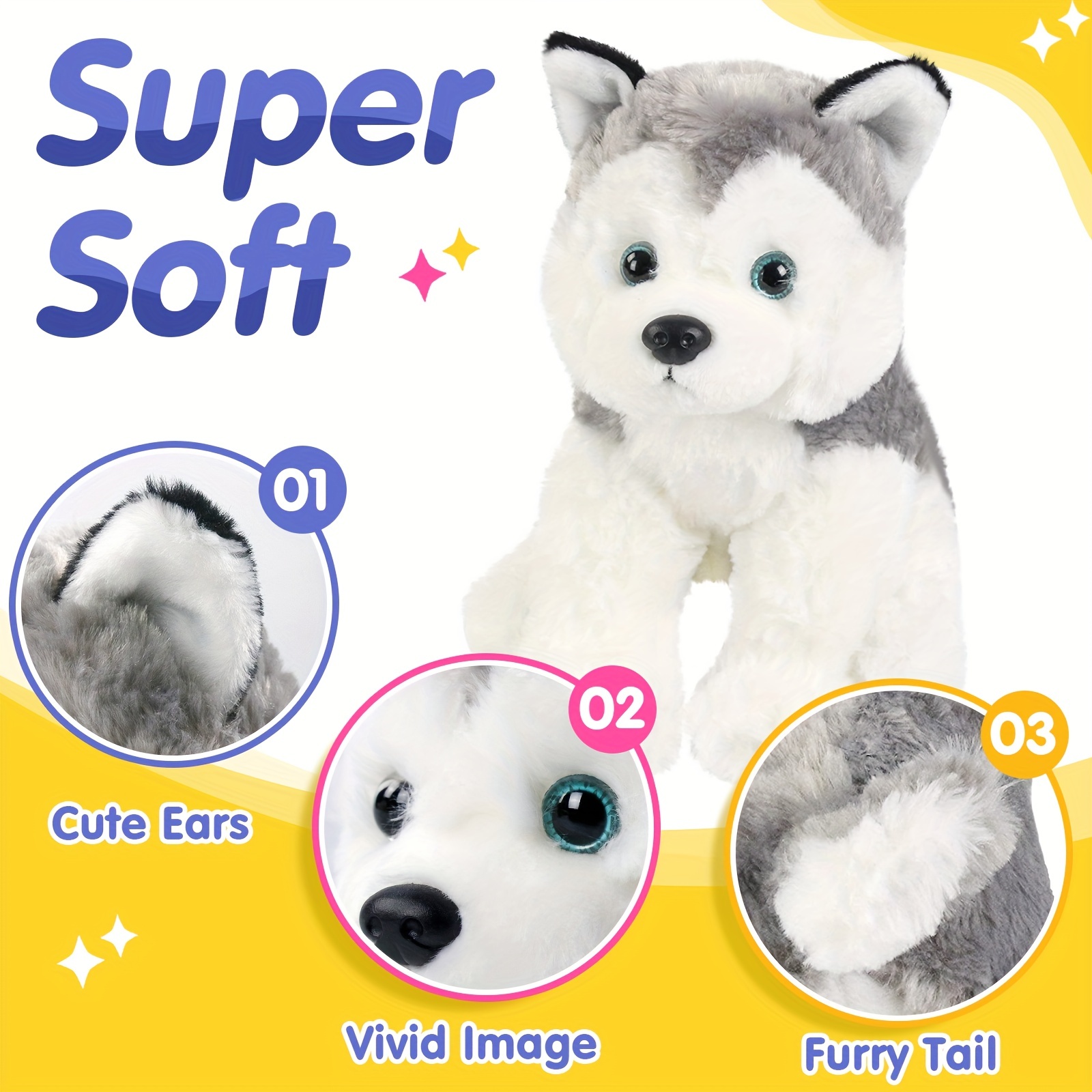 Lifelike Cute Husky Dog Plush Toys Soft Stuffed - Temu