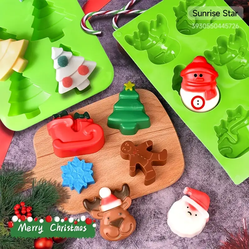 Christmas Silicone Mold Cake Mold, Christmas Tree Gingerbread Man Silicone Mold  Ice Mold Baking Cake Mold