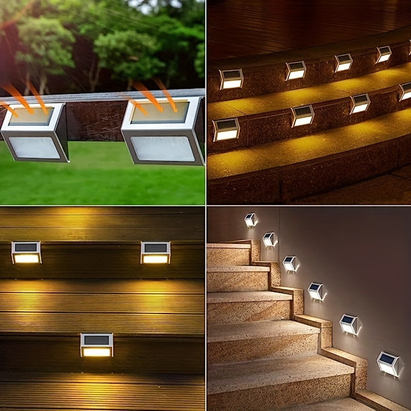 JSOT - Paquete de 12 luces solares resistentes al agua para terraza,  vallas, exteriores, jardín, patio trasero, pared, escalera, escalón,  barandilla y