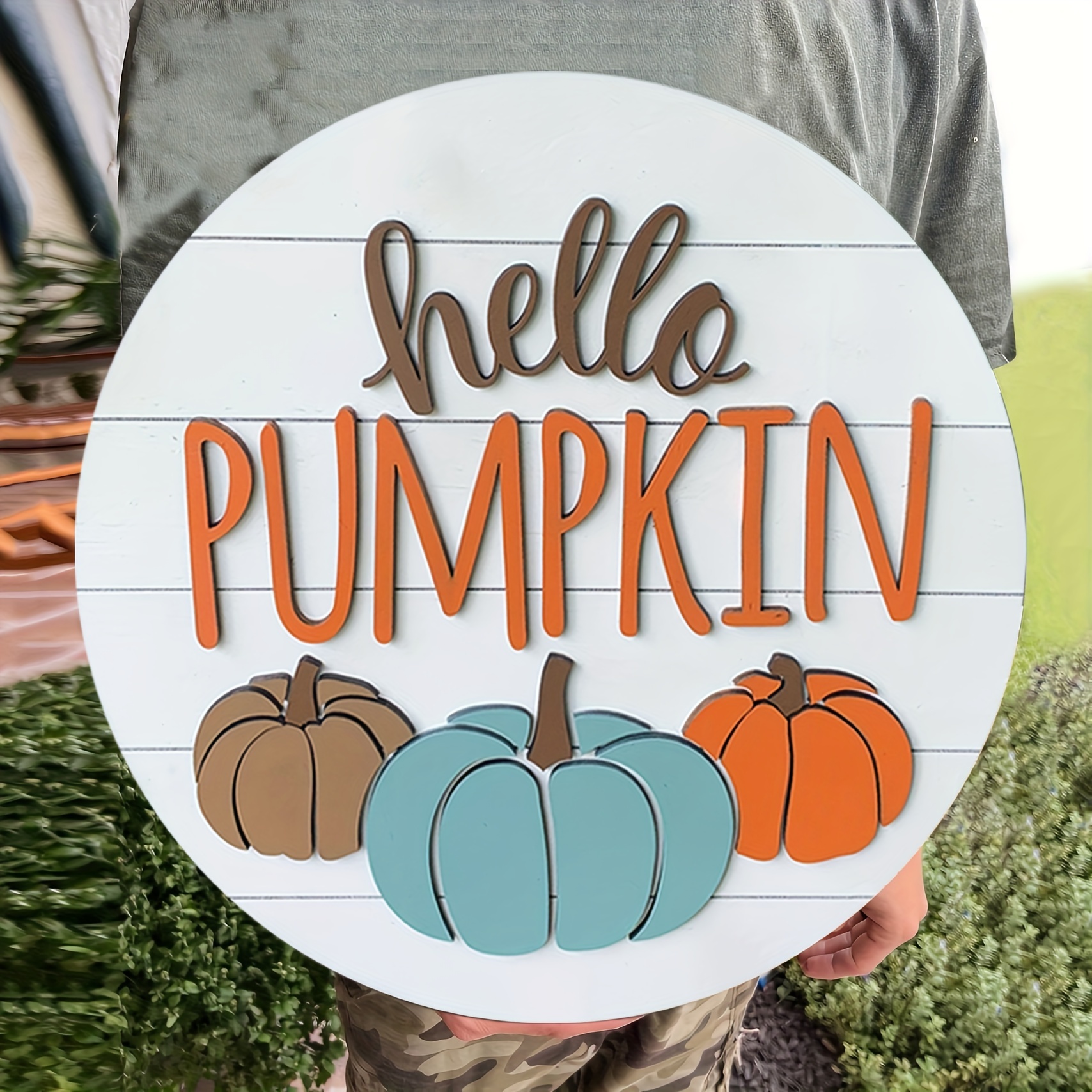 Halloween Kürbisgeist Türschild - Runde Holzdekoration Mit Gruselfaktor