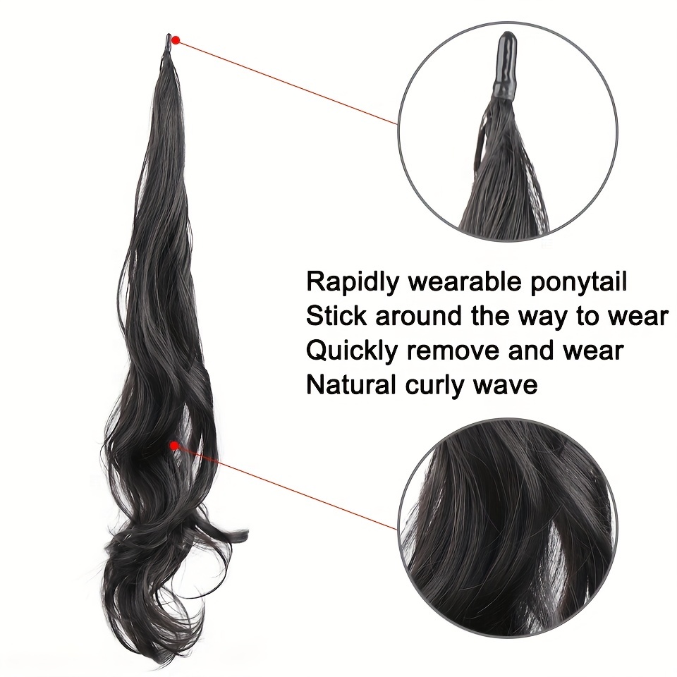 Long Curly Wave Ponytail Extension Synthetic Hair Piece Temu