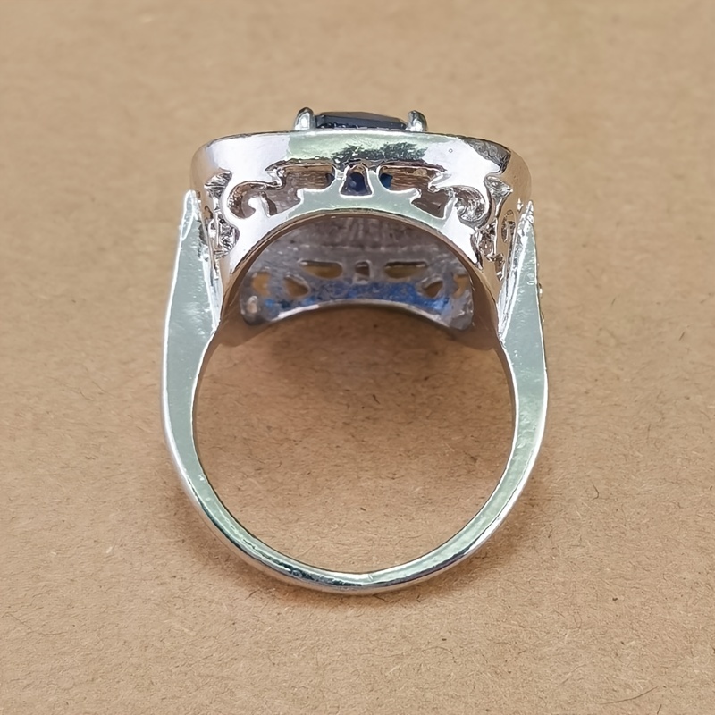 Men's Square Royal Zircon Wide Face Ring
