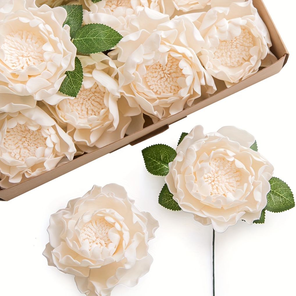 

charming" 16 Cream Peony Artificial Flowers With Stems - Perfect For Diy Wedding Decor, Centerpieces & Boutonnieres