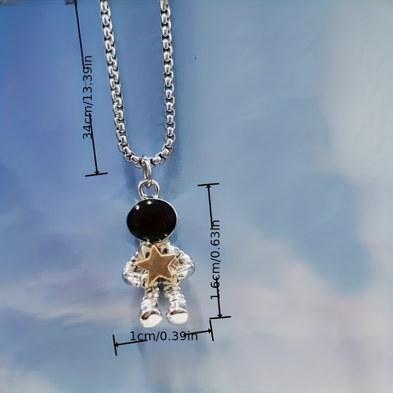 Engravable Robot Astronaut Couple Necklace In Titanium