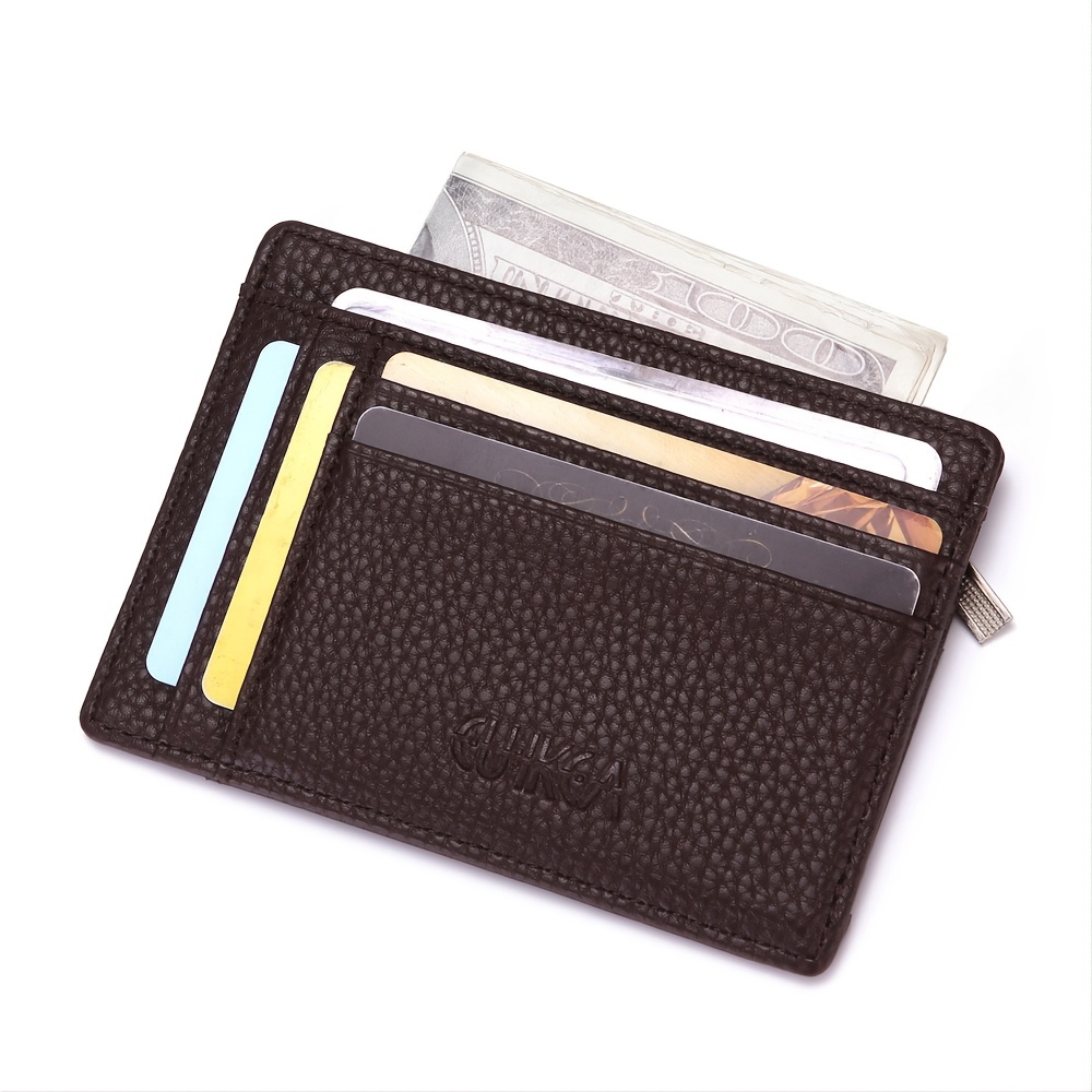Simple Slim Credit Card Holder, Faux Leather Clutch Wallet, Mini