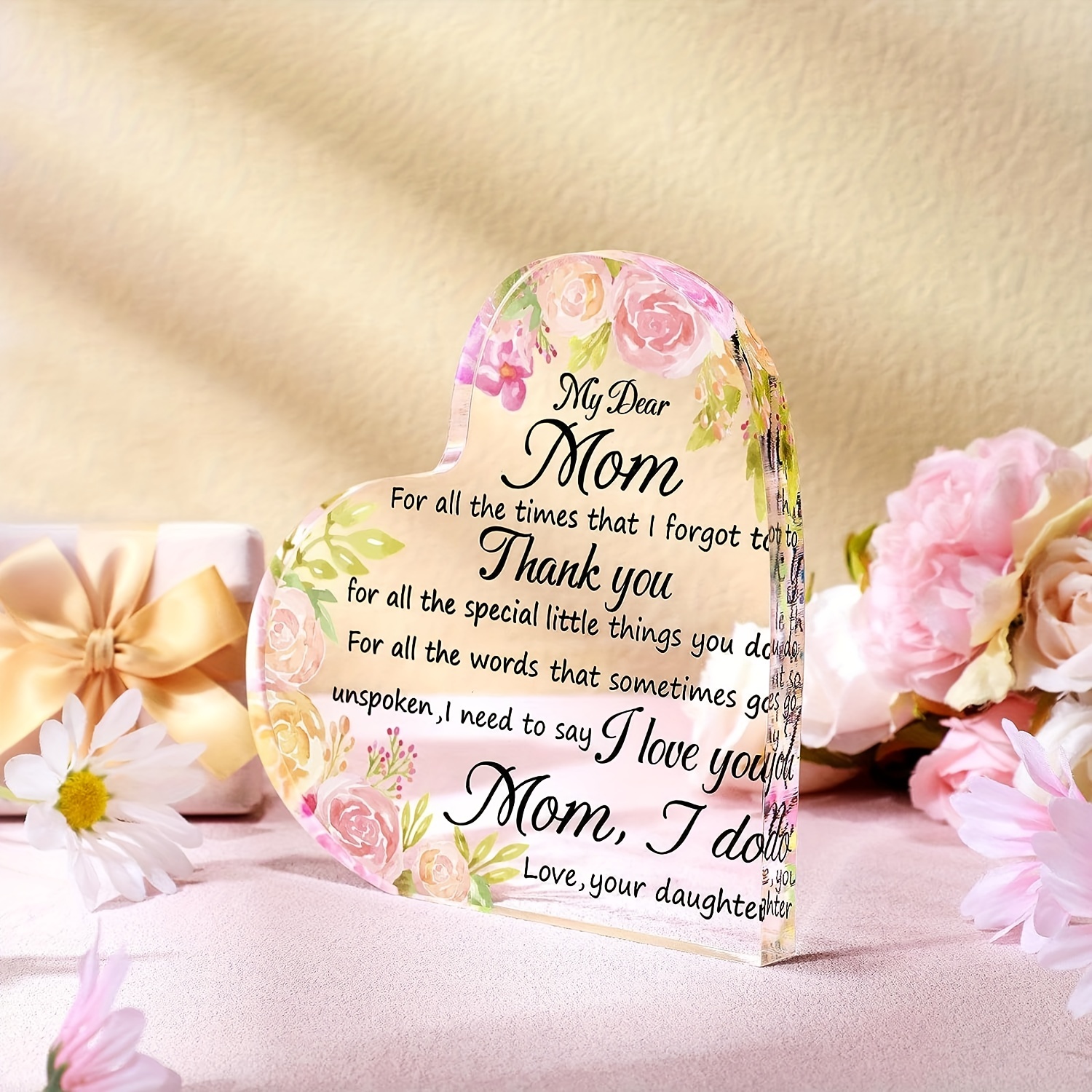 1c, Mother In Law Gift Mom Gift Acrylic Heart Mothers Plaque Thank You Gifts  Grateful Birthday Gifts For Mom Acrylic Best Mom Sign Acrylic Heart Sign  Art Craft Ornament Gift, Thank You
