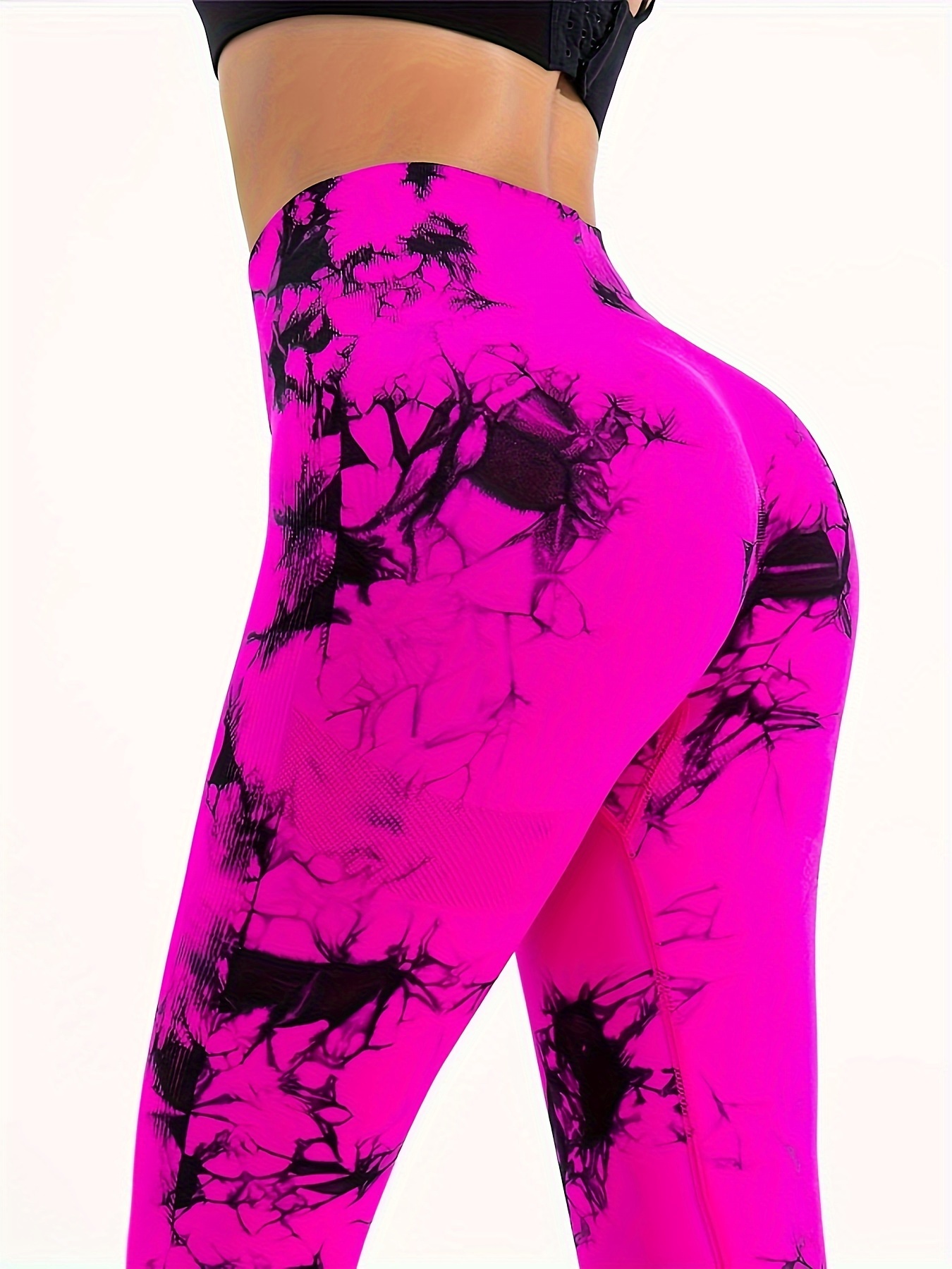 Printed Textured Leggings Women's Yoga Pants High Waist Ruched Tie Dye  Workout Butt Lifting Pant Tummy Control Push Up Gym Tight - AliExpress
