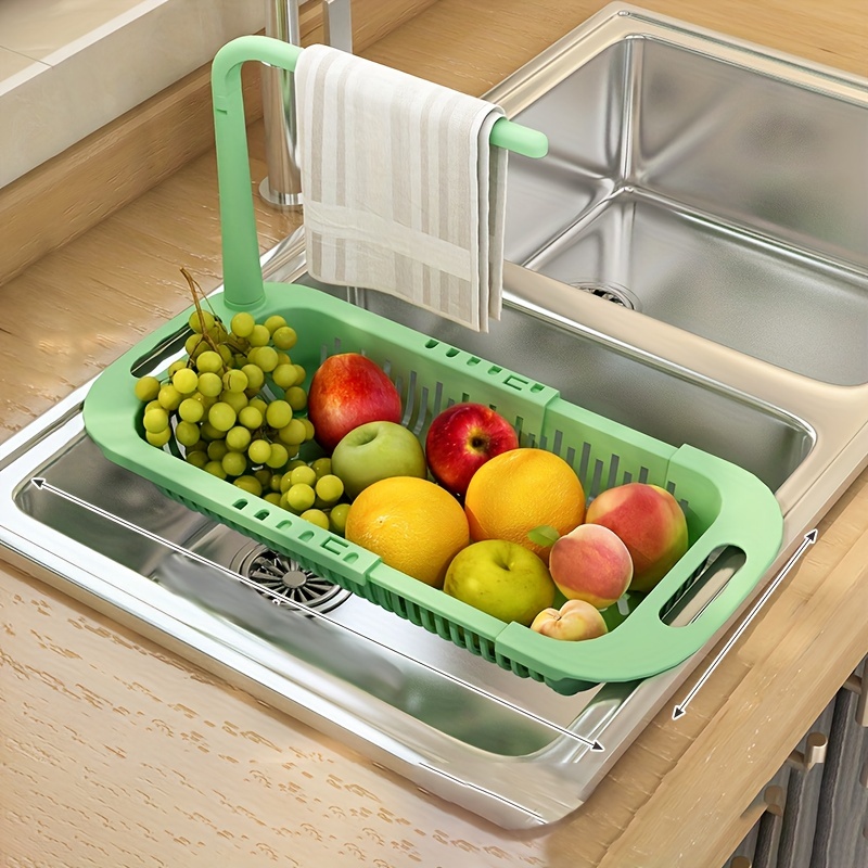 New Adjustable Dish Drainer Stainless Steel Sink Drain Rack Fruit Vegetable  Rack