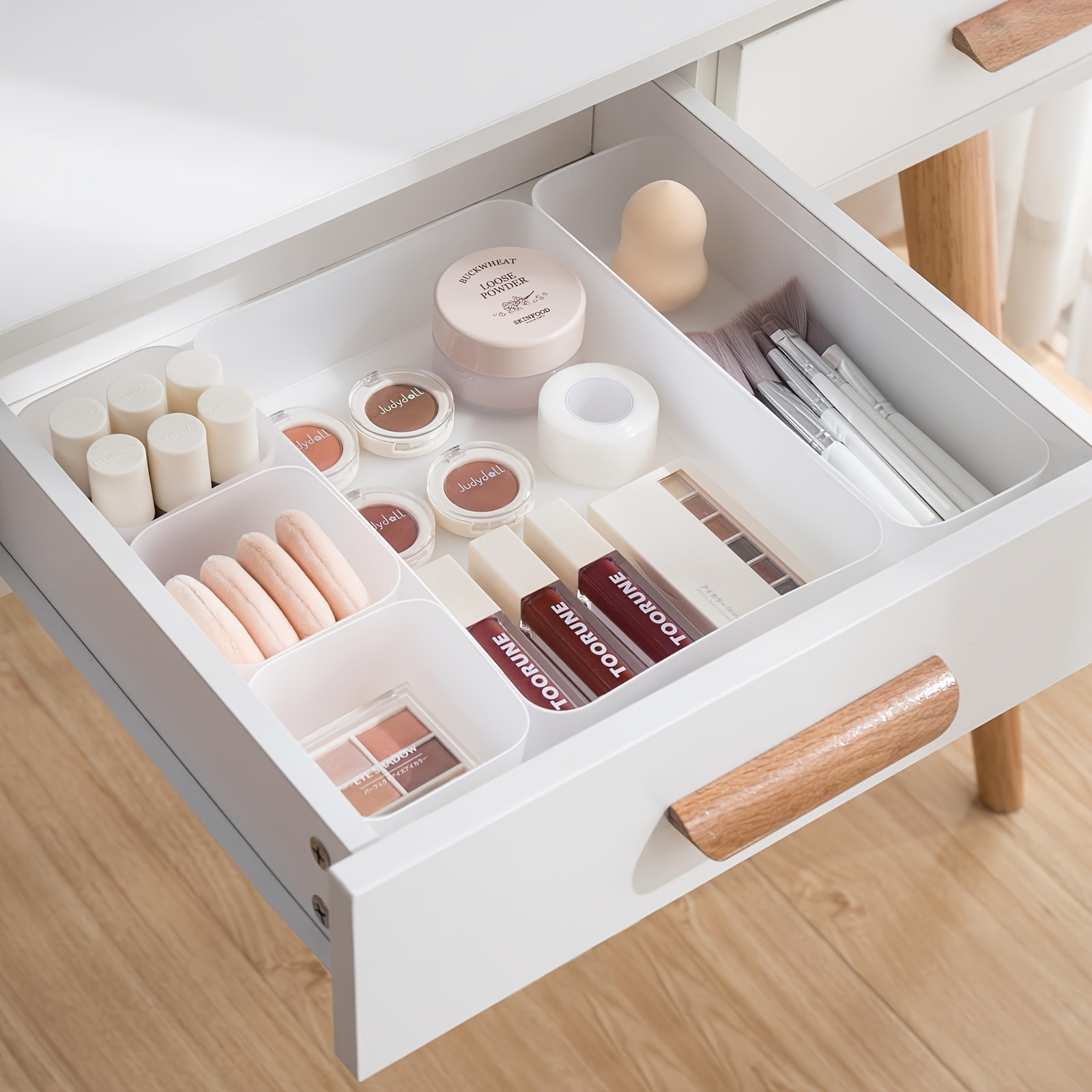 8pcs Desk Drawer Organizer Tray Kitchen Bathroom Makeup Cabinet Dividers  Bins