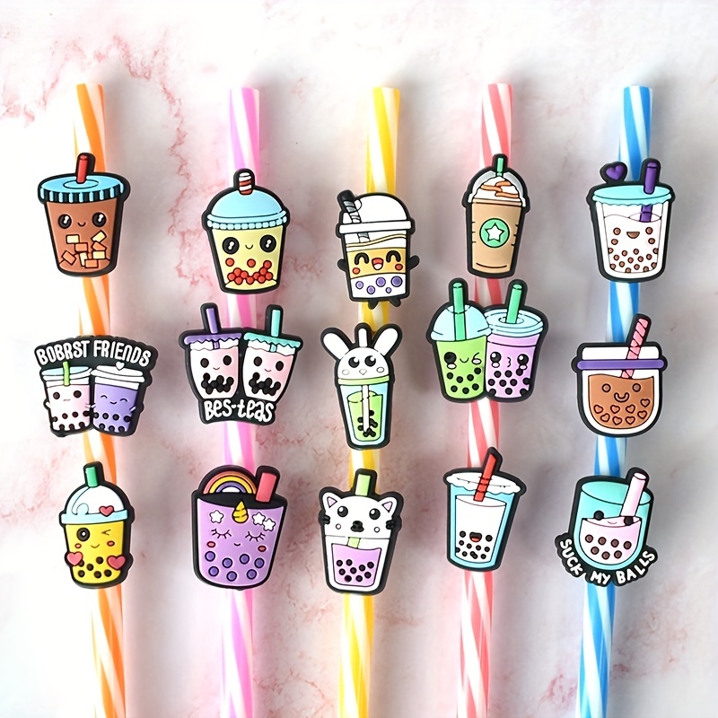 Reusable Silicone Boba Straw Toppers Best Friends Straw - Temu