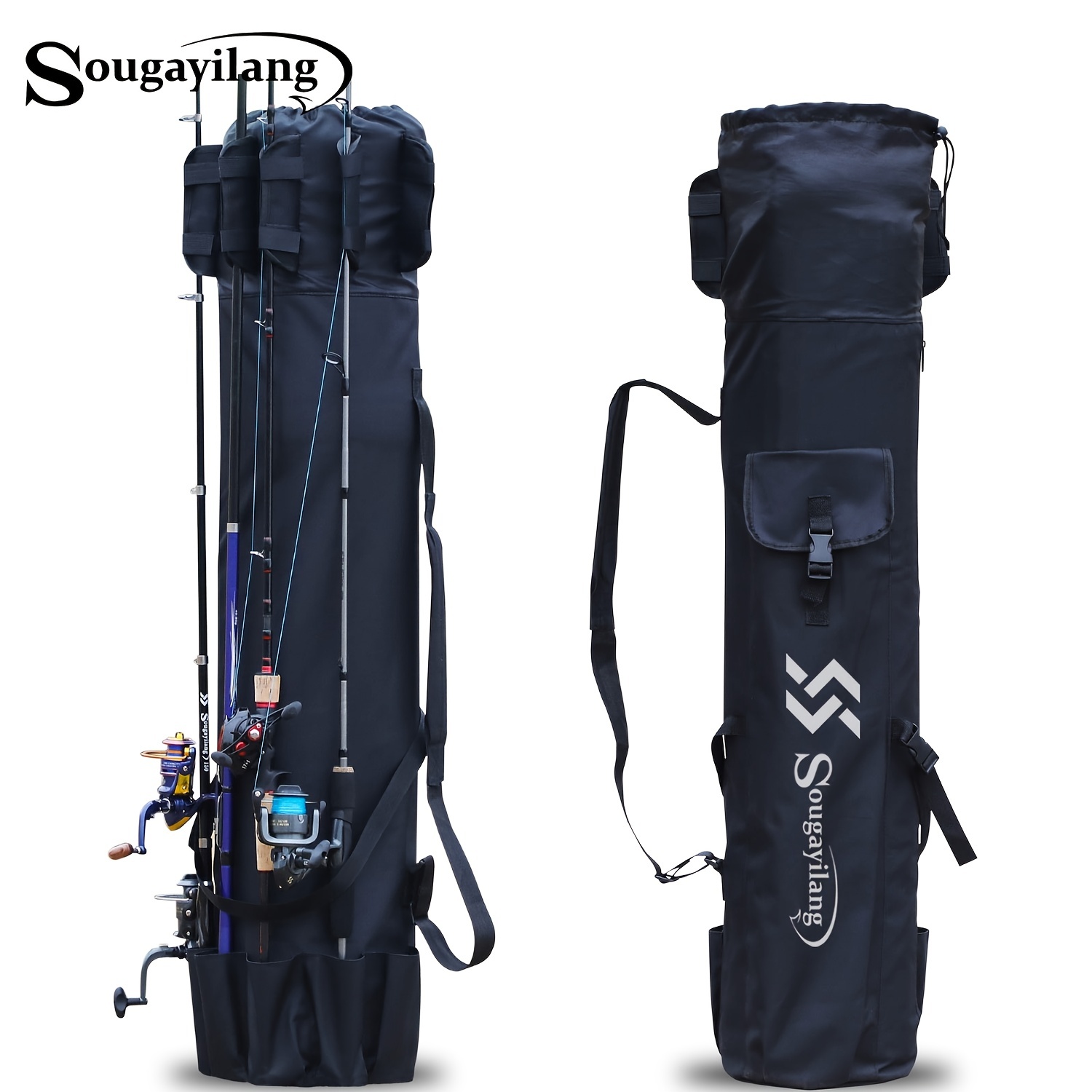 Sougayilang 47in Fishing Bag - Portable Black Green Tackle Storage Bag for  Multifunctional Nylon Fishing Gear