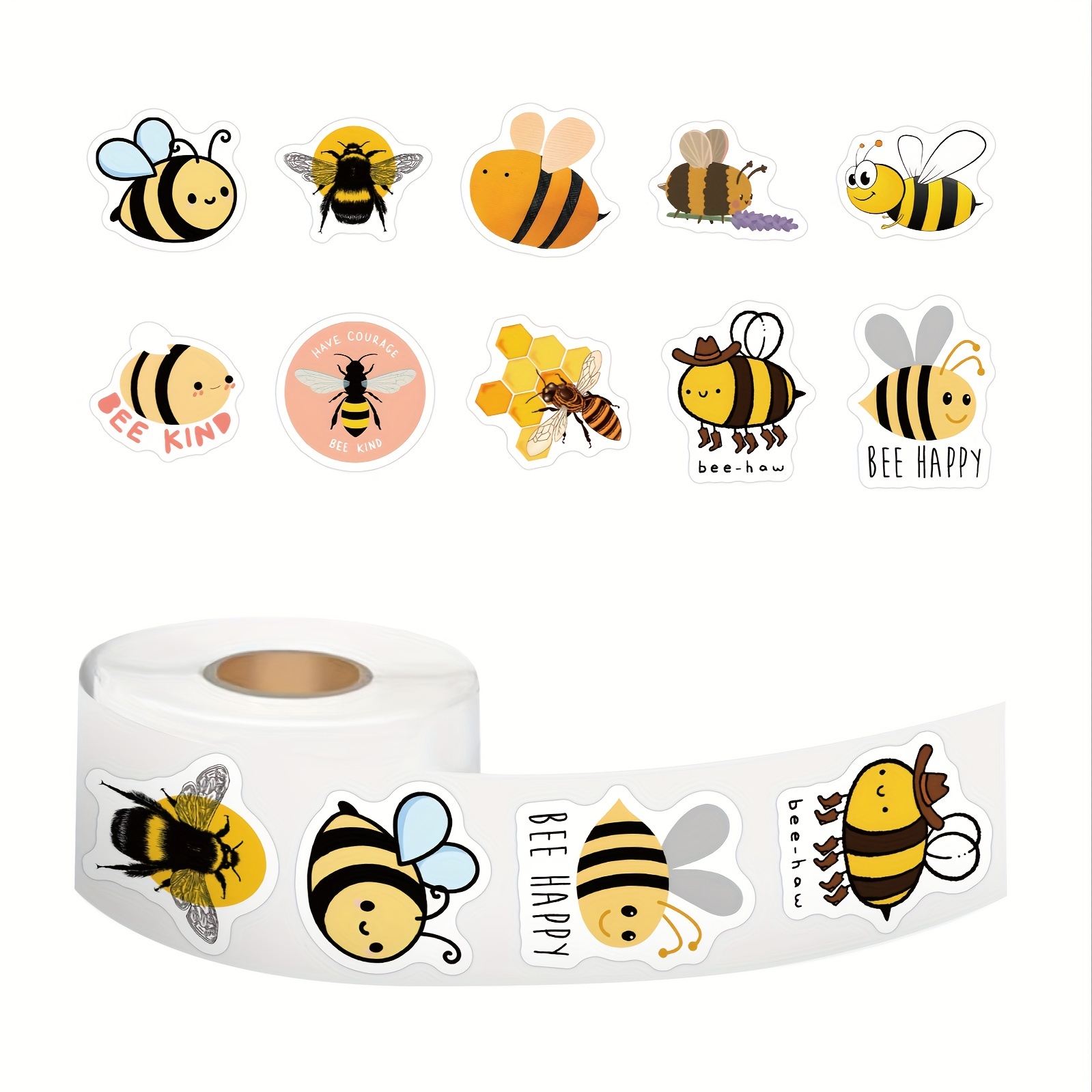 Bee Theme Stickers Roll For Bumble Bee Honey Stickers - Temu