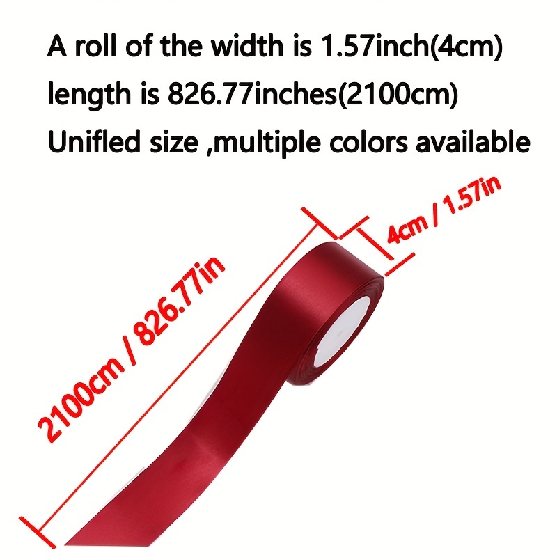 Ribbon Roll 50 Yards 3/4 Satin Burgundy Red Single Face Ribbon Bulk Double  Face Royal Colour for Crafting Holiday Family Home Decoration DIY Wrapping
