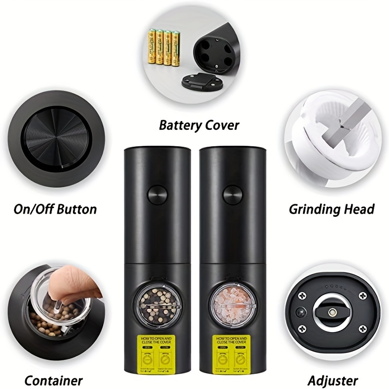 1~5PCS Leeseph Battery Operated Pepper Grinders, One-Button