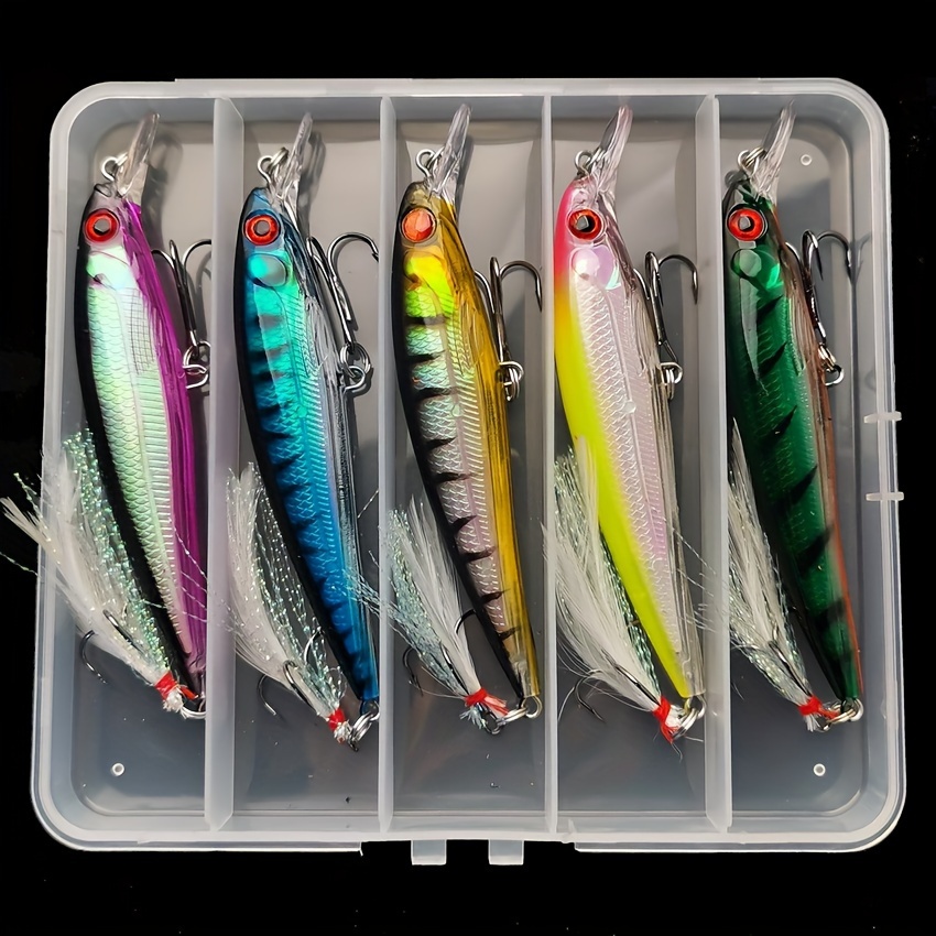 

5pcs/box Minnow Fishing Lure 11cm/13g Artificial Hard Bait With Treble Hook, Fishing Tackle