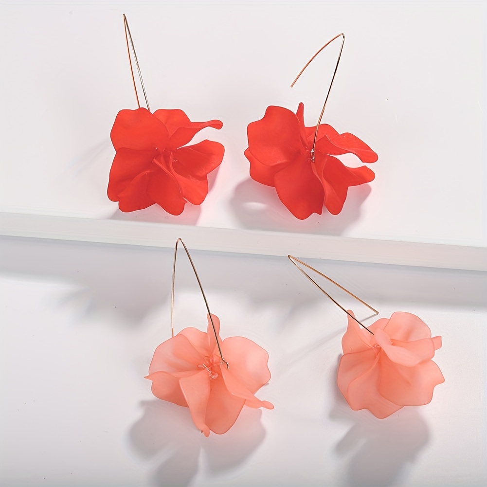 Peach Blossom Earrings - Flower Drop Wire