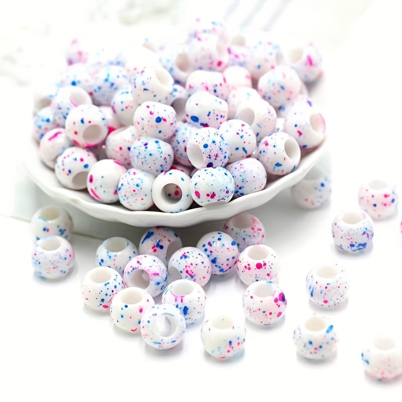 Retro Printed Large Hole Decorative Loose Beads For Jewelry - Temu