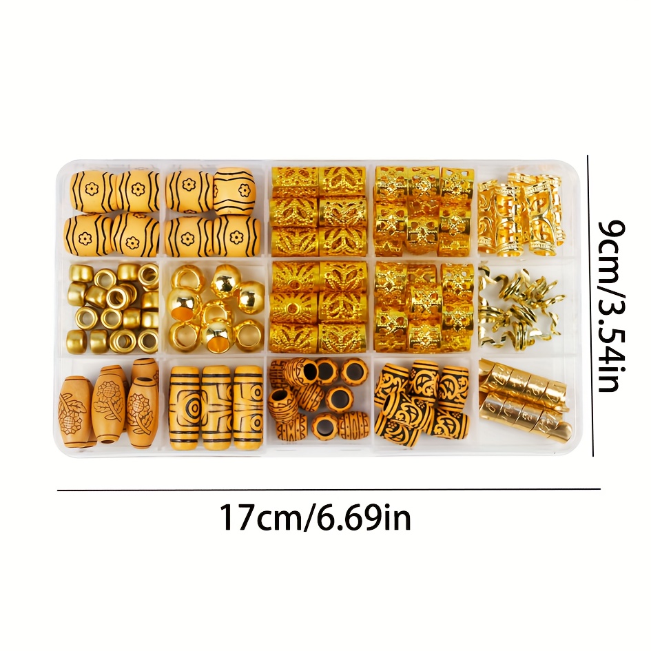 110 PCS Viking Beard Beads AngleKai Gold Hair Accessories for