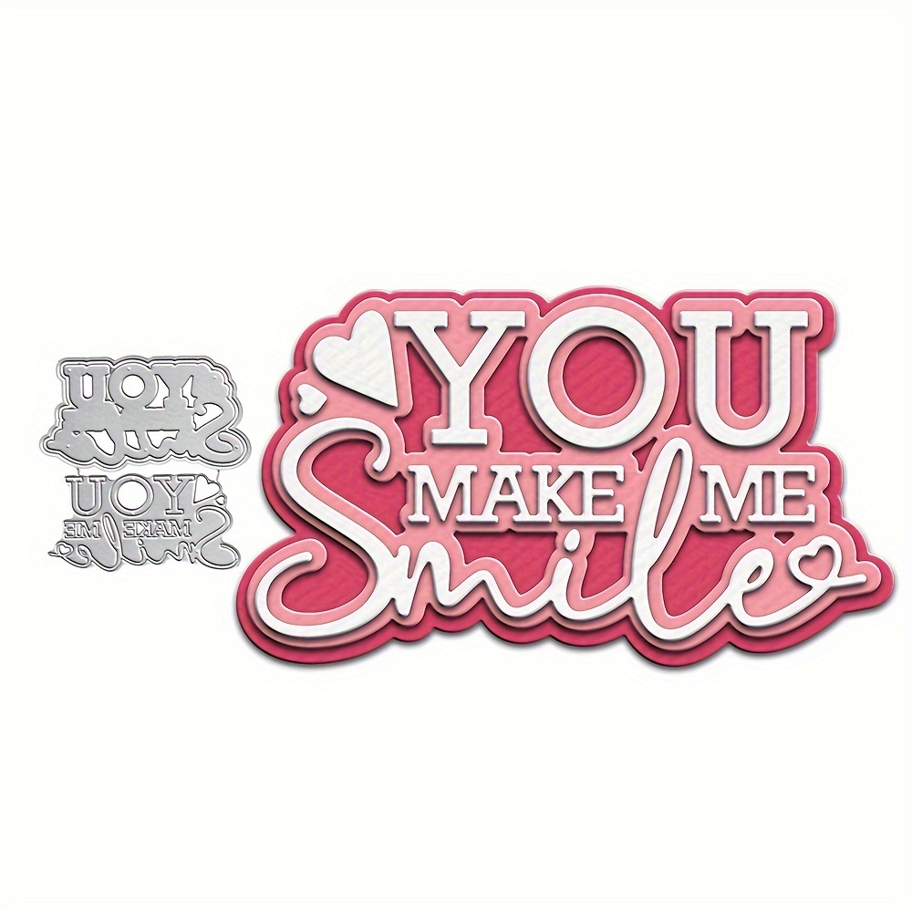 

1pc, Original Lovely You Make Me Smile Titles Words Metal Cutting Dies For Diy Scrapbooking Decorative Embossing Diy Paper Cards Eid Al-adha Mubarak