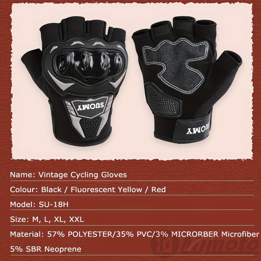 Men Motorcycle Half Finger Gloves Moto Fingerless Riding Protective Gear  Gloves