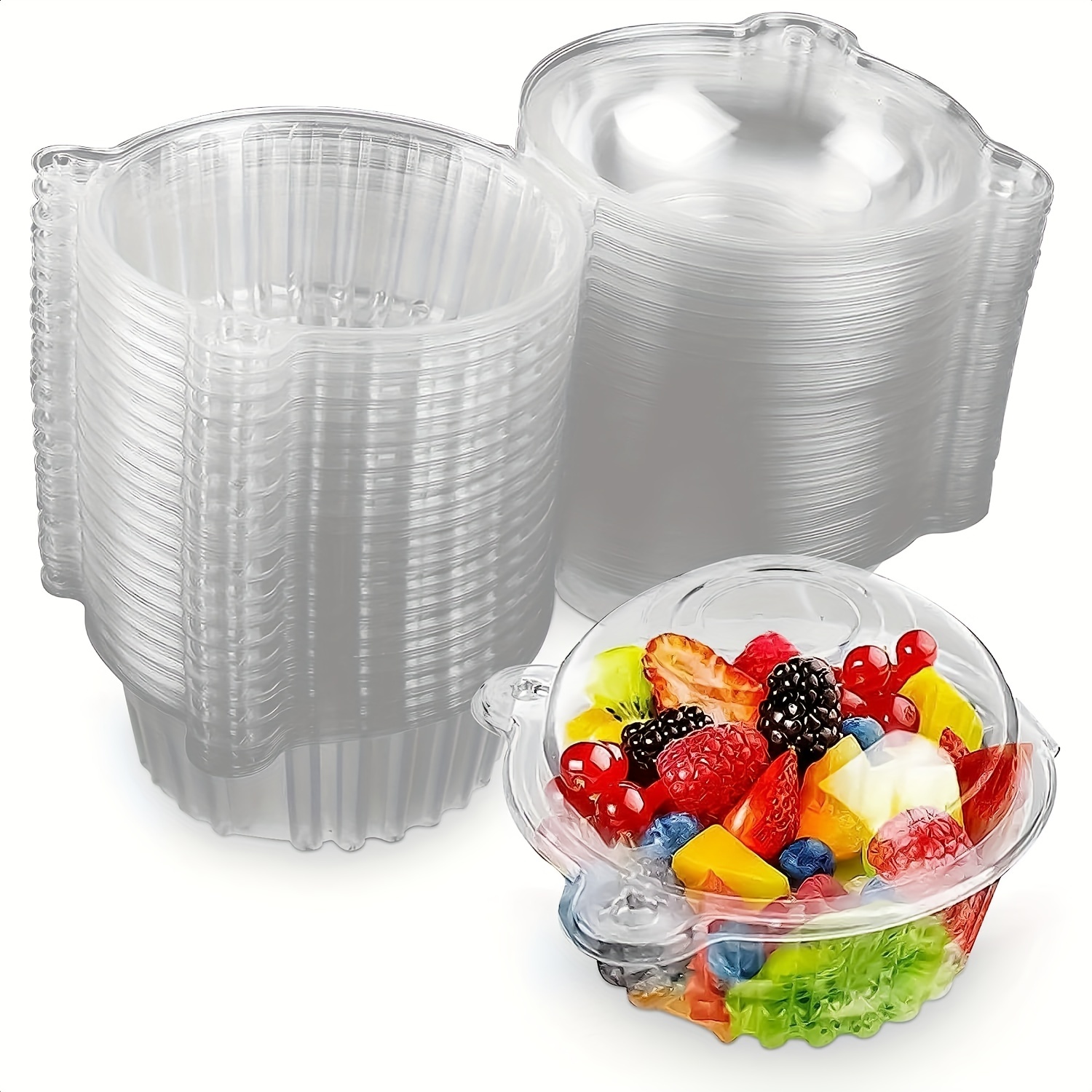 100pcs Cajas Cupcakes Contenedor Plástico Tapa Contenedores - Temu