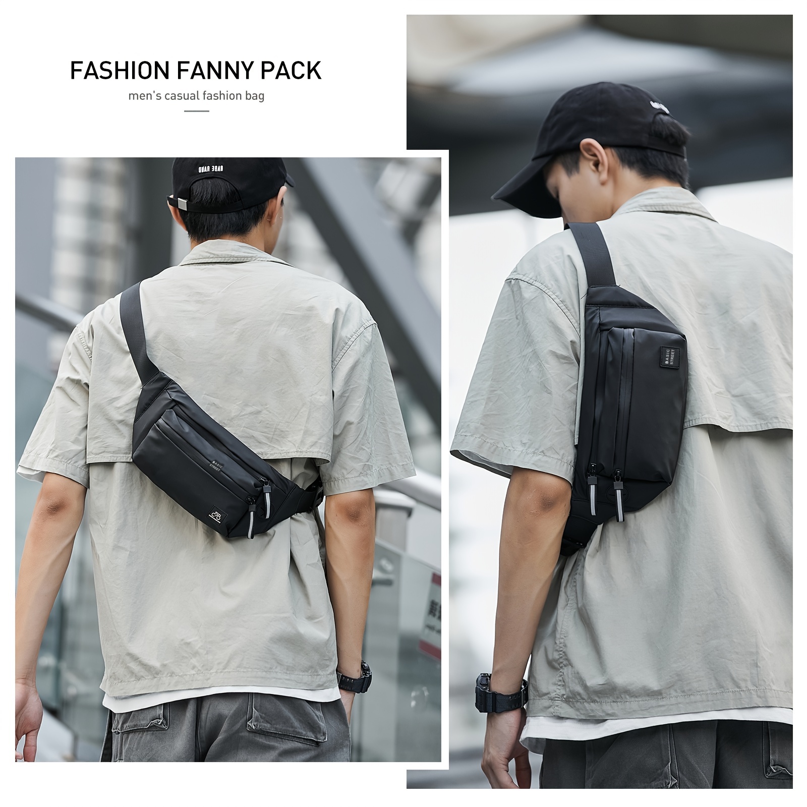 Fanny Pack for Men Women Crossbody Bag,Fashion Waist Packs for Hiking,Sling  Bag for Men,Anti Theft Bags for Travel,Casual Daypack Shoulder Bag Running
