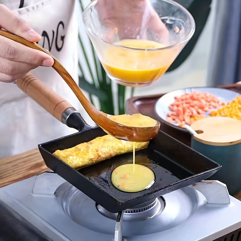 4 Hole Kitchen Non-Stick Omelet Egg Pancake Burger Pan Maker With Wooden  Handle