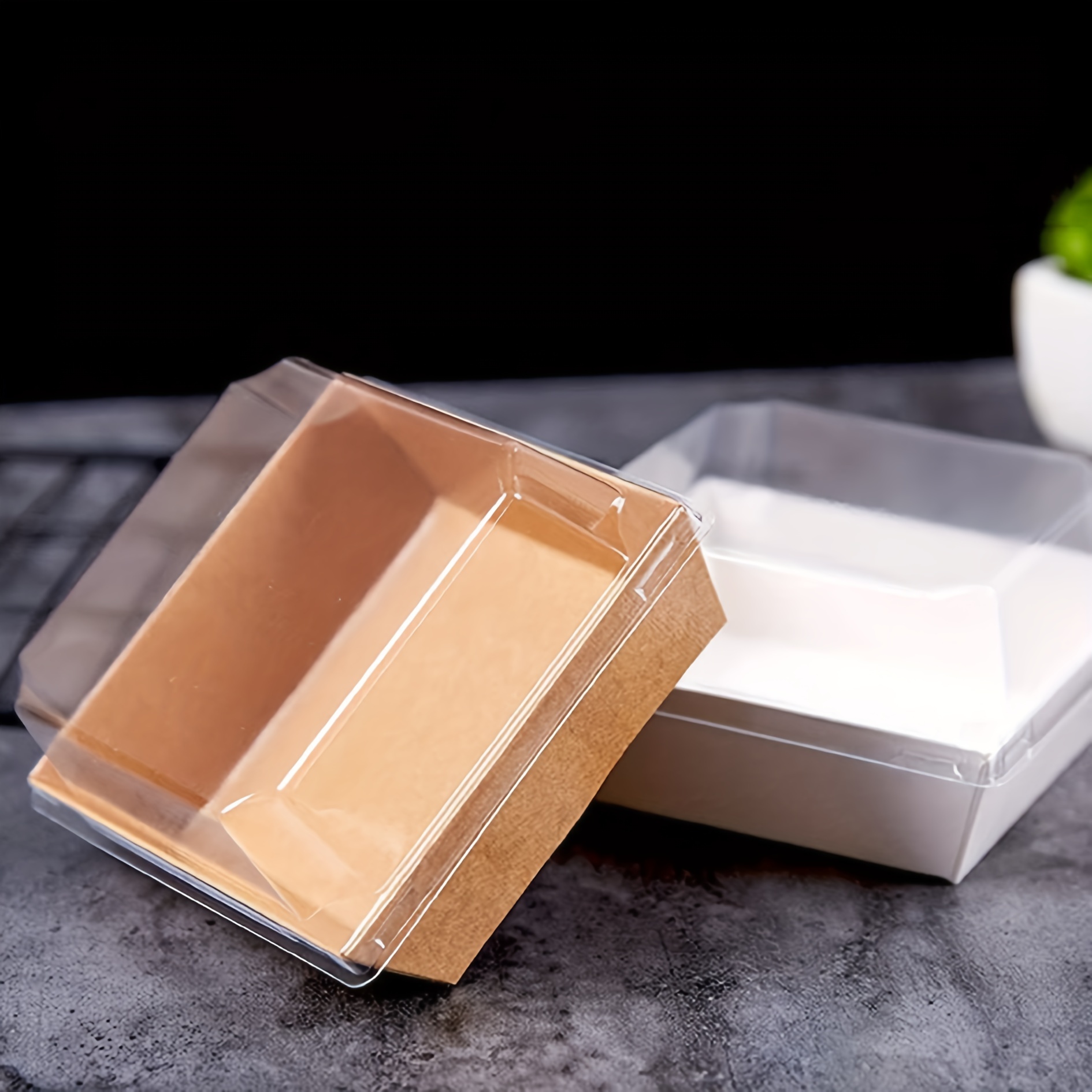 Paper Charcuterie Boxes With Clear Lids Brown Cookie Boxes - Temu