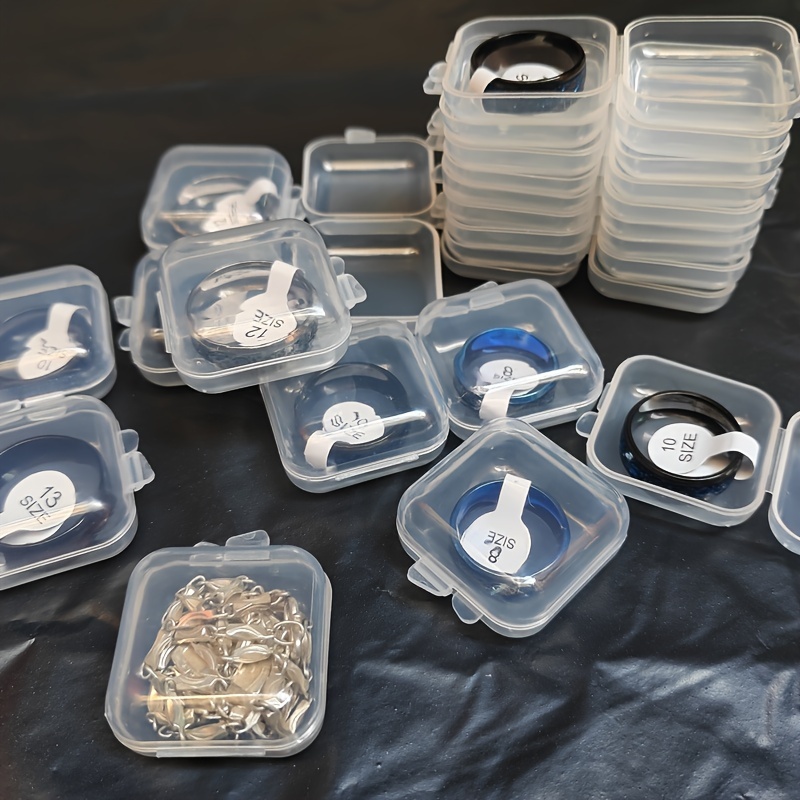 20Pcs Square Mini Clear Plastic Storage Containers Box with Lids for Small  Items DES