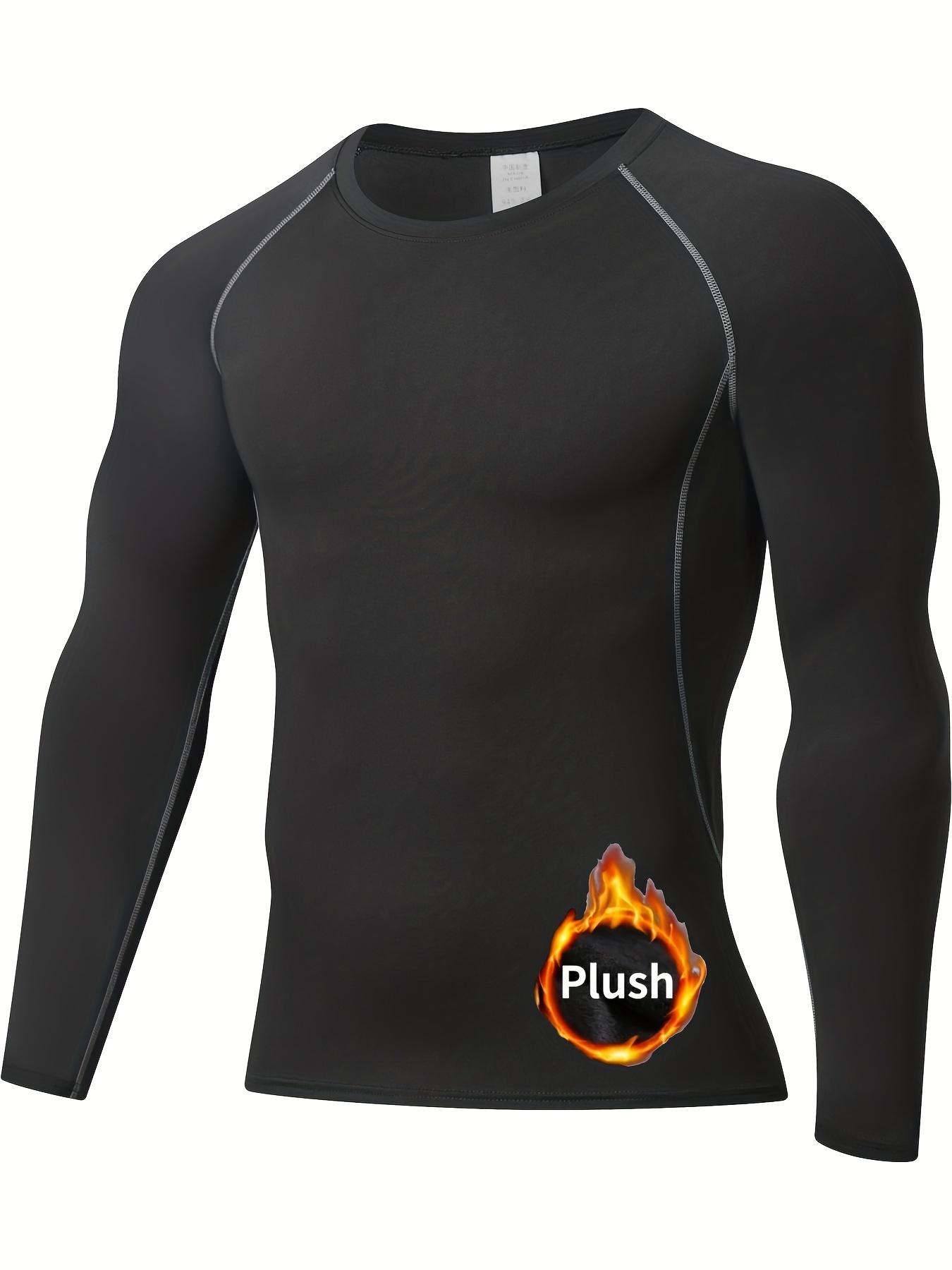 9M - Camisa térmica ultra suave para hombre, camiseta de compresión con  cuello redondo, ropa interior de manga larga con forro polar