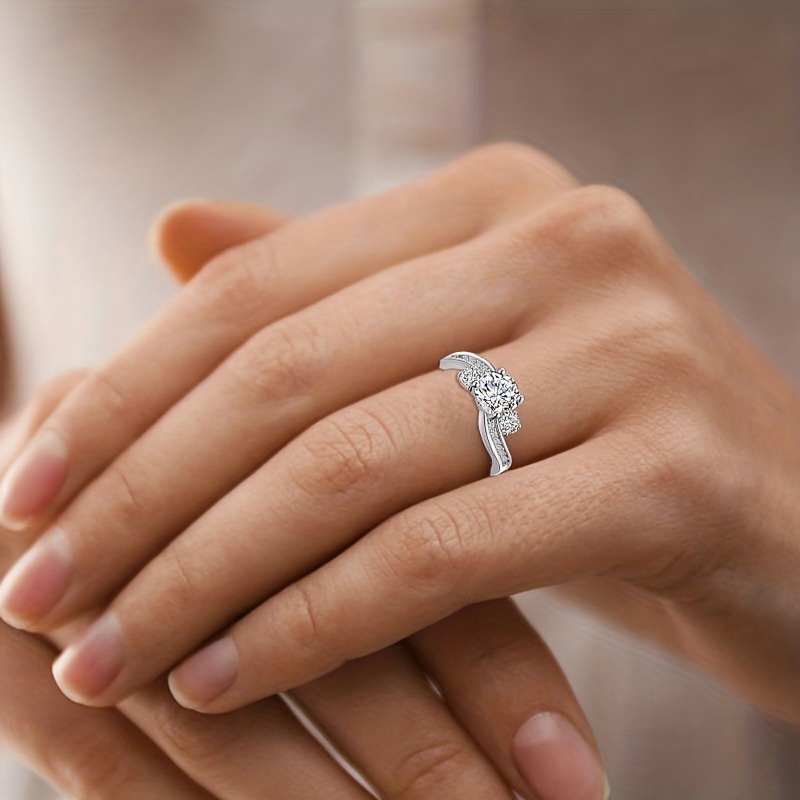 Round Cut Zircon Ring, Promise Engagement Wedding Gift