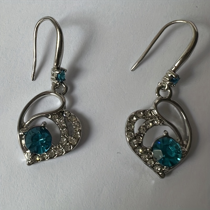 Crystal Heart Drop Earrings Silver Quartz For Brides Bridesmaid