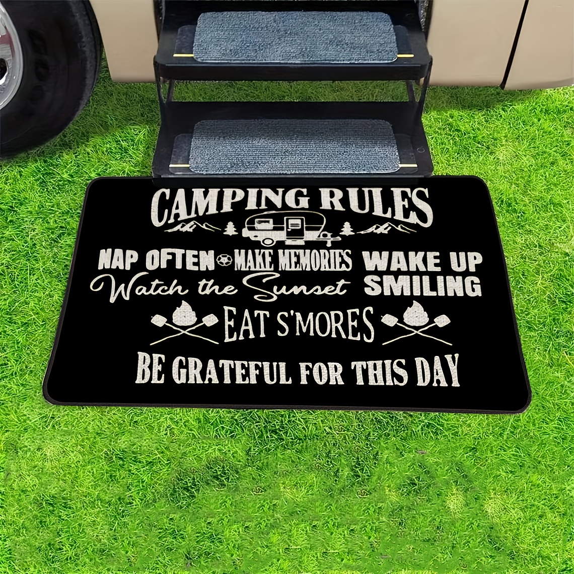 Happy Campers Camping Patio Rug, Patio Mat, Custom Camping Gift, Custom  Camping Rug, Custom Patio Rug, Camper Gift, Camping RV Mat 