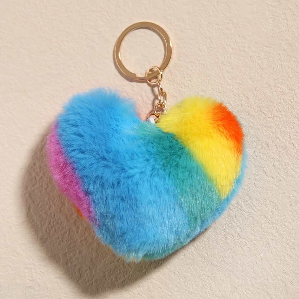 1pc Fluffy genuine pink color Pom Pom Charm Keychain,puffy ball