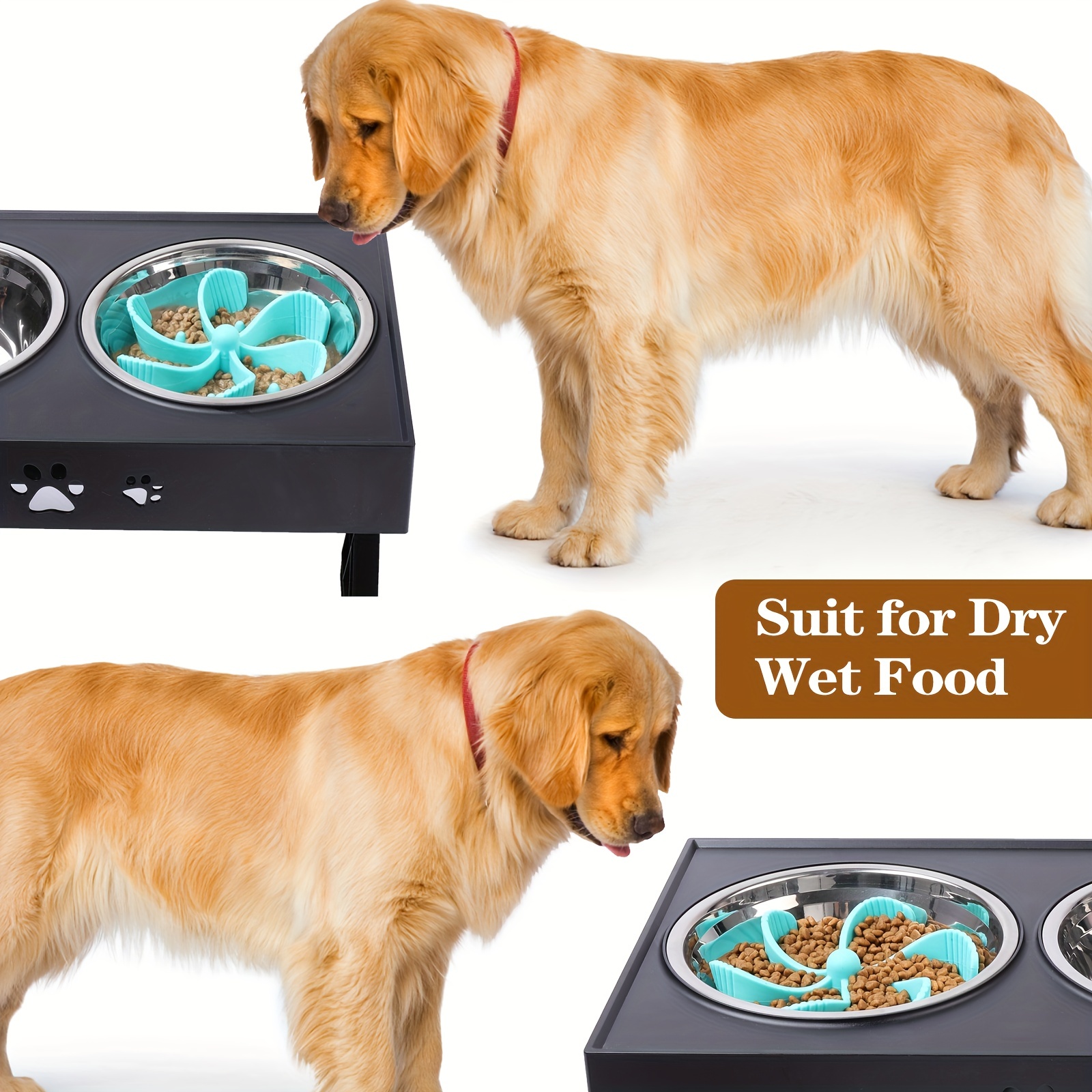 Slow Feeder Dog Bowls Insert,Cuttable Dog Slow Feeder with 36 Suction  Cups,Cuttable Slow Feeder Insert for Suitable Most Dog Bowl or Dog Dish