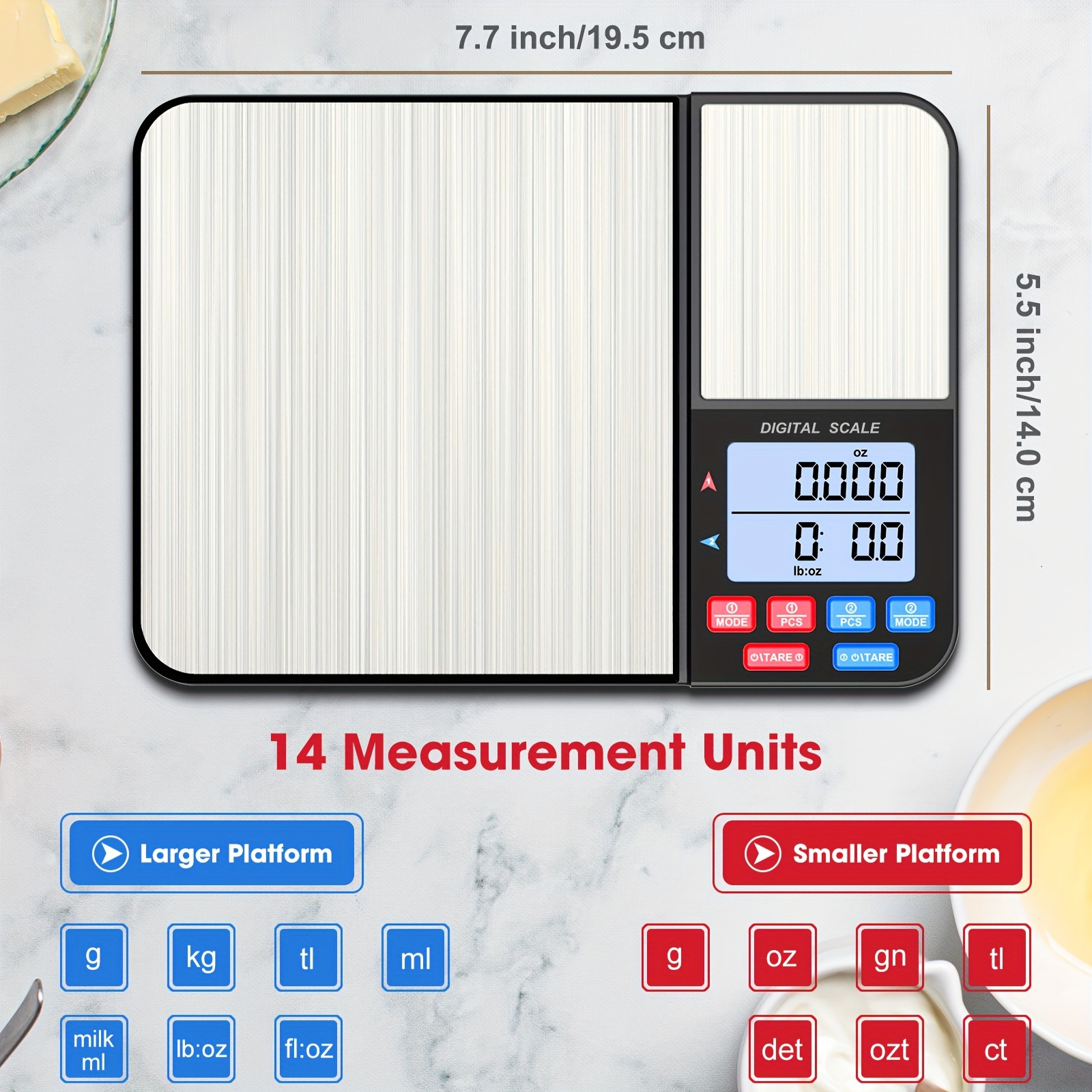 1pc Food Kitchen Scale, Digital Grams And Ounces For Weight Loss, Baking,  Cooking, Keto And Meal Prep, LCD Display, Medium, 304 Stainless Steel